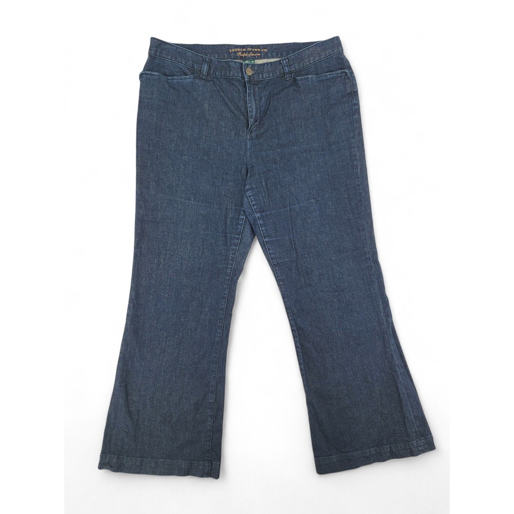 Lauren Ralph Lauren Jeans Co. Women's 14P Wide Bootcut Denim Stretch EUC‎ Blue